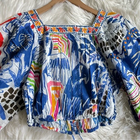 FARM RIO Top Wild Brazil Cotton Crop Top XS Multicolor
